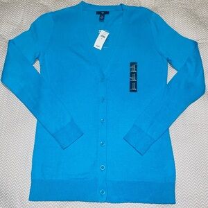 GAP Women's Blue Lightweight Vneck Cardigan Sweater